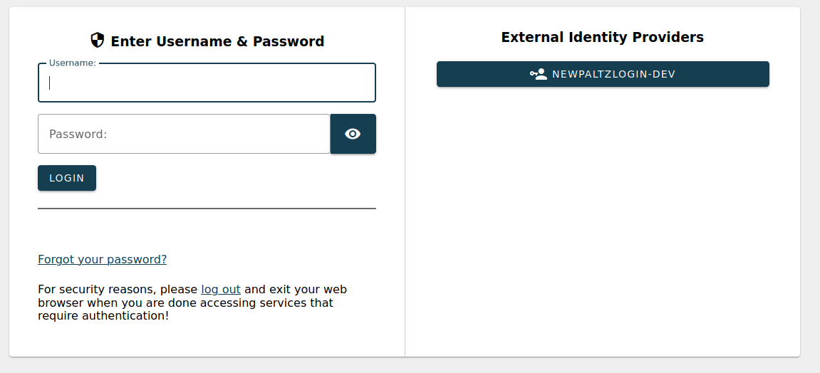 Screenshot showing CAS page with two login sources, one for local AD, and one for Azure AD.