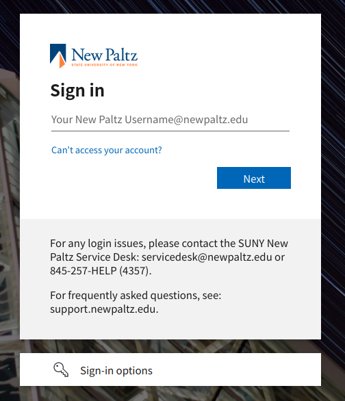 Screenshot showing Azure login page