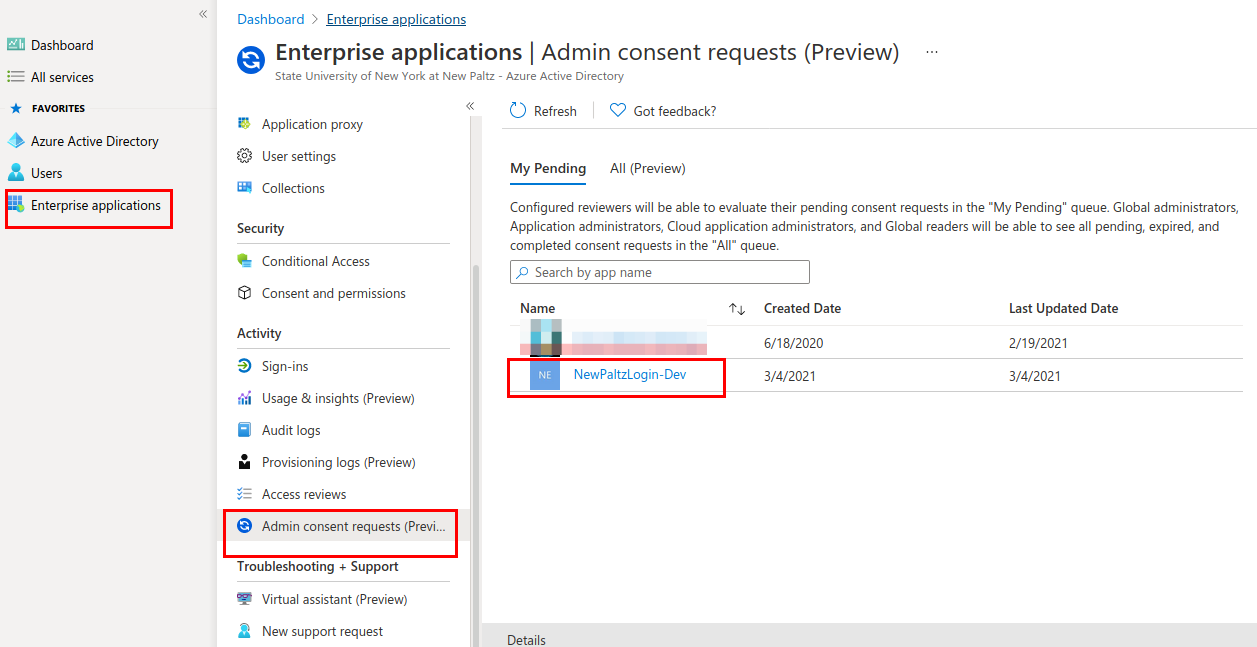 Screenshot showing Azure admin consent approval page